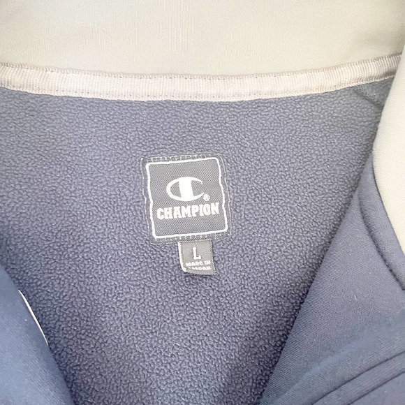 Champion Mens Quarter Zip Sweater Fleece Shirt Long Sleeve‎ Sz L Blue Grey - Picture 3 of 6